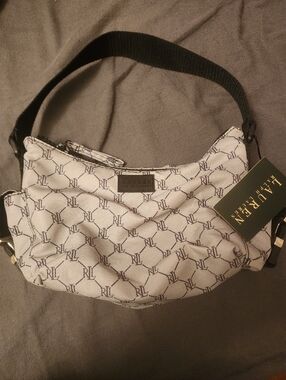 Ralph Lauren Cream and Black Quilted RL Monogram Crossbody